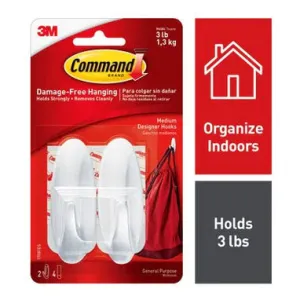 3M Command 17081 Medium Hooks 2 Pack