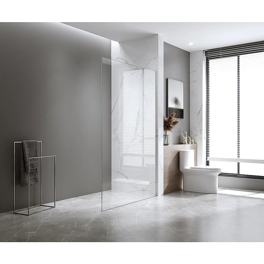 90x210cm Single Black Framed Shower Glass Screen with Wall & Floor Channel for Elegant Bathroom Décor