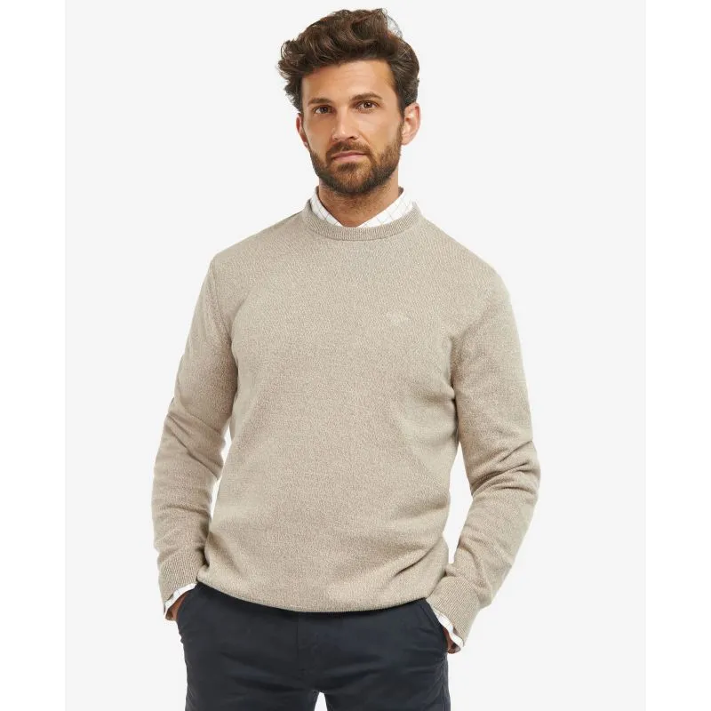 Barbour Firle Cotton Cashmere Mens Crew Neck Jumper - Stone Marl