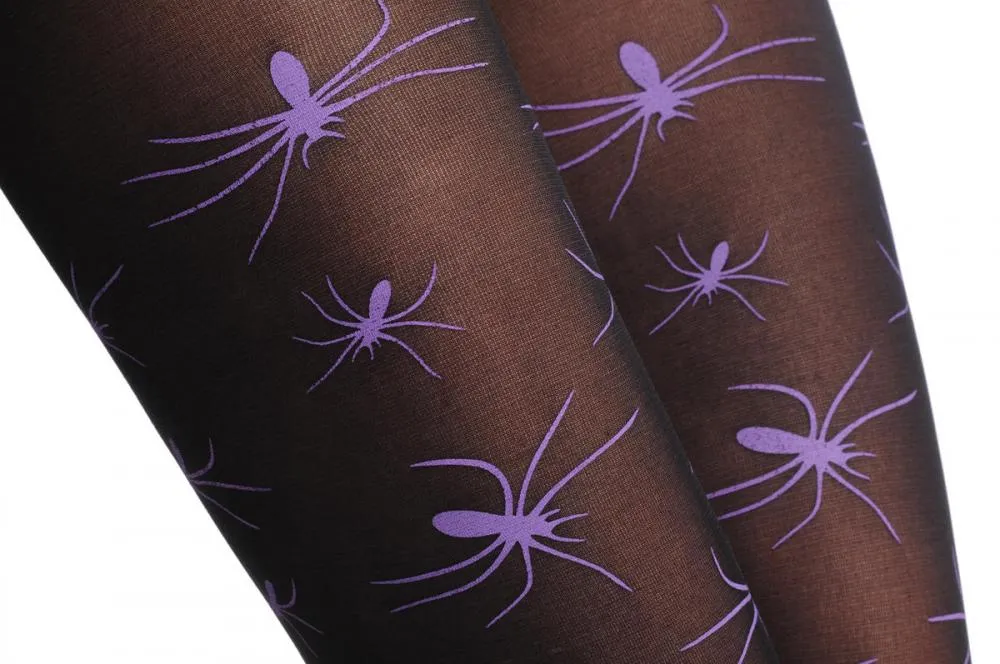 Black With Purple Halloween Spiders