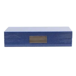 Blue Shagreen & Silver Plated Trim Jewelry Box