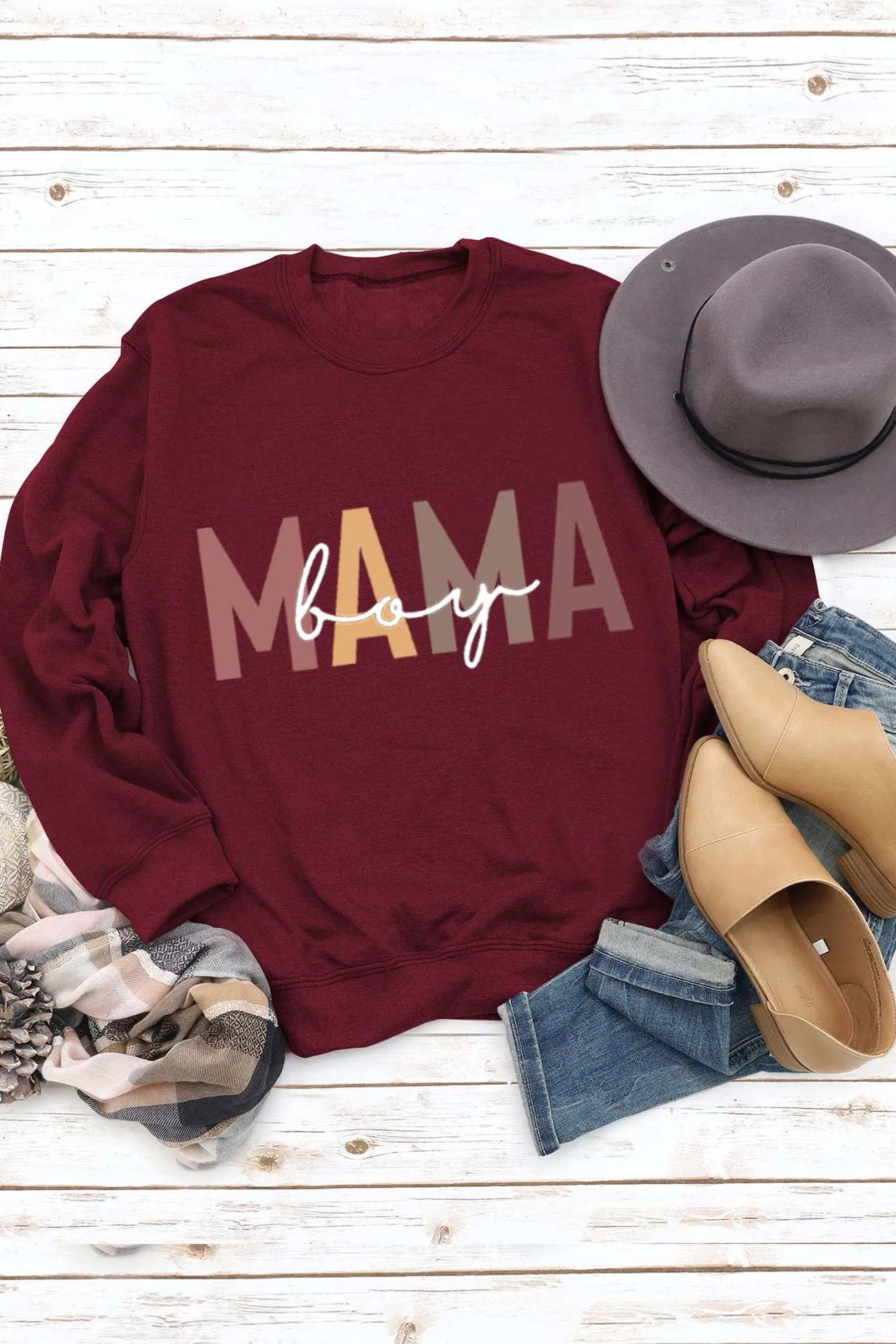 Boy Mama Letter Printed Sweatshirt