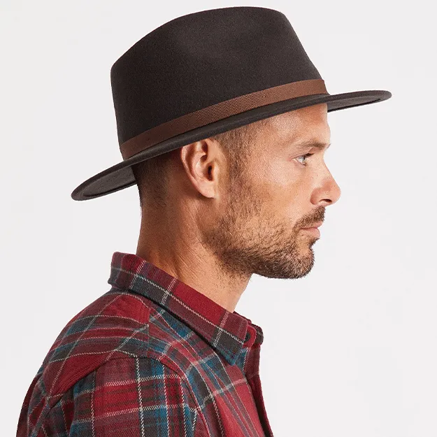 Brixton Messer Packable Fedora - Washed Black/Light Brown