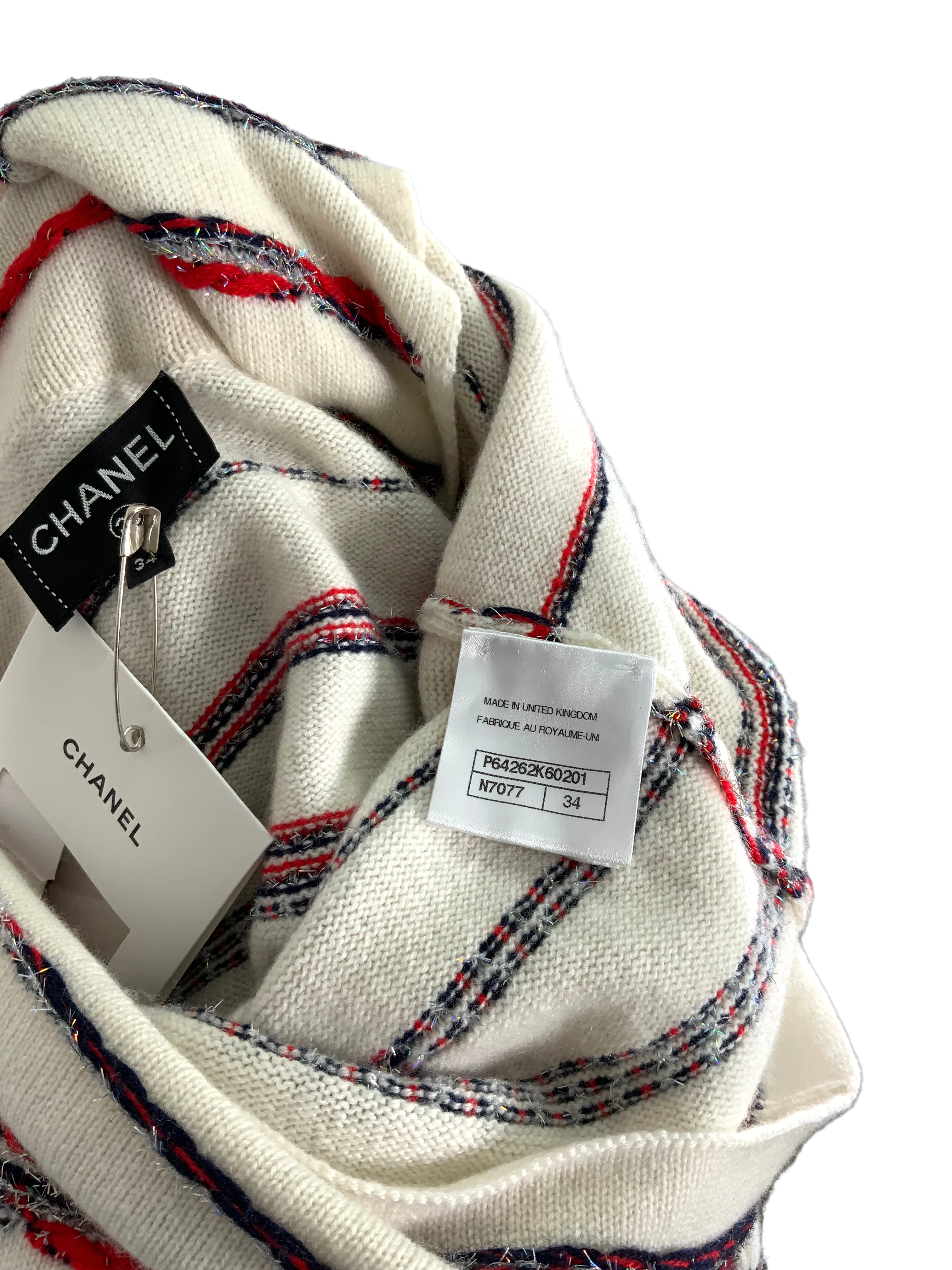 CHANEL 20S Striped Cashmere Jacket Size S NEW