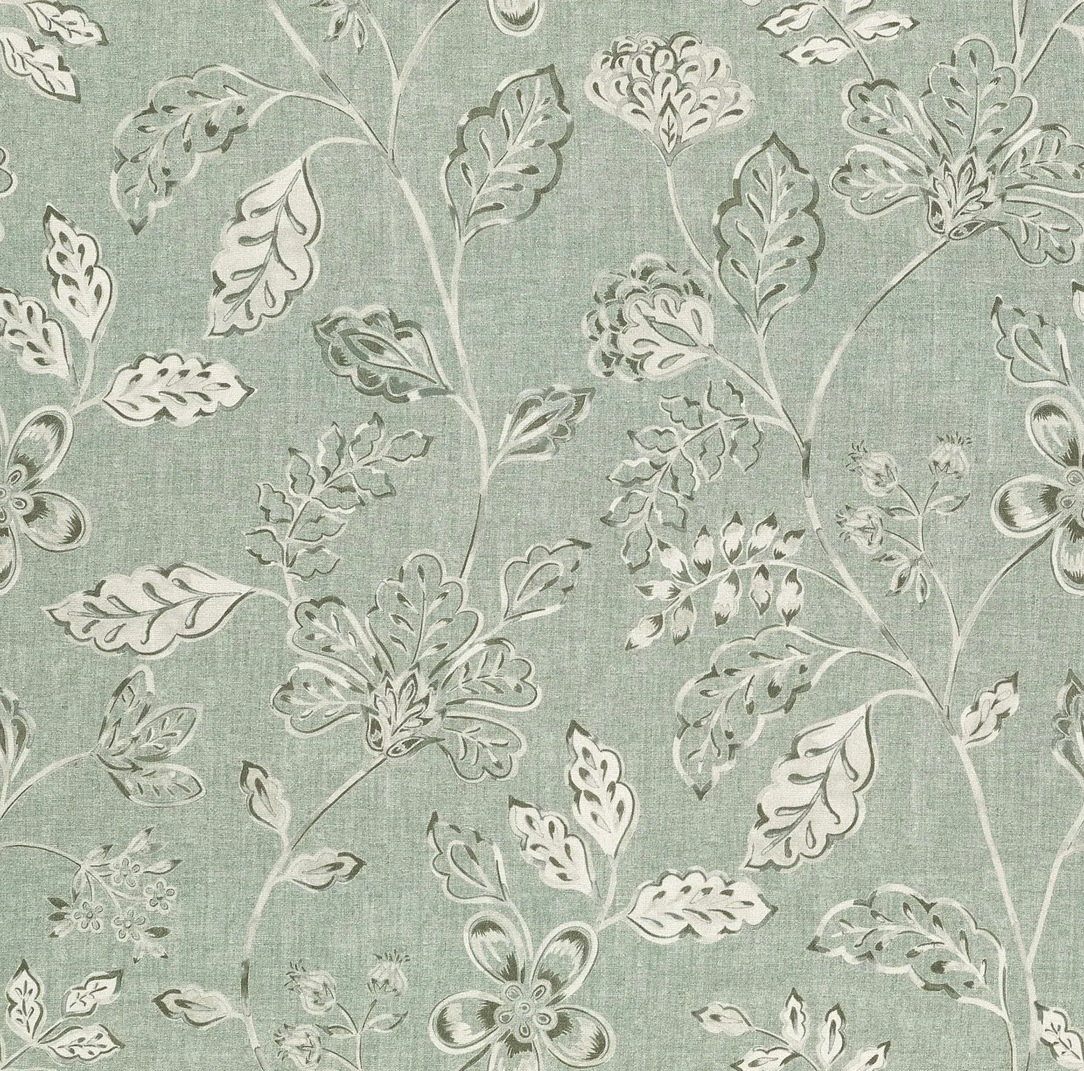 Eden Duck Egg Blue Floral Printed Fabric