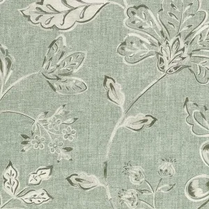 Eden Duck Egg Blue Floral Printed Fabric