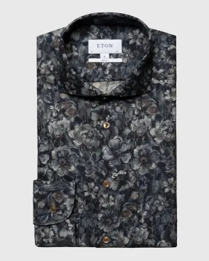 ETON 100010284 BLUE FLORAL SLIM SC SHIRT