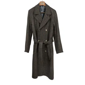 Exclusive Grandad Coat in grey, navy, and rust Harris Tweed wool guncheck