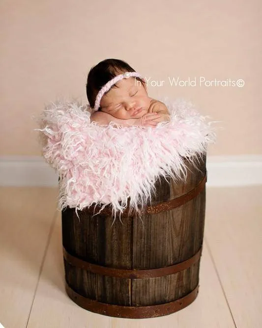 Frosted Light Pink Mongolian Faux Fur Rug Photography Prop Newborn Baby Toddler