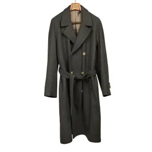 Grandad Coat in charcoal Italian melton wool