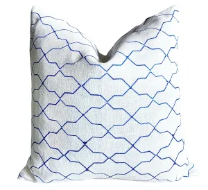 Indigo Block Printed Trellis Pillow Cover: Available in 10 Sizes