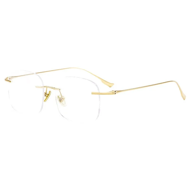 KatKani Unisex Rimless Polygon Round Titanium Frame Eyeglasses