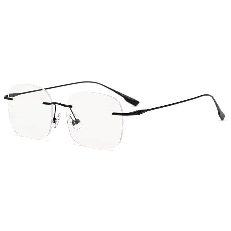 KatKani Unisex Rimless Polygon Round Titanium Frame Eyeglasses