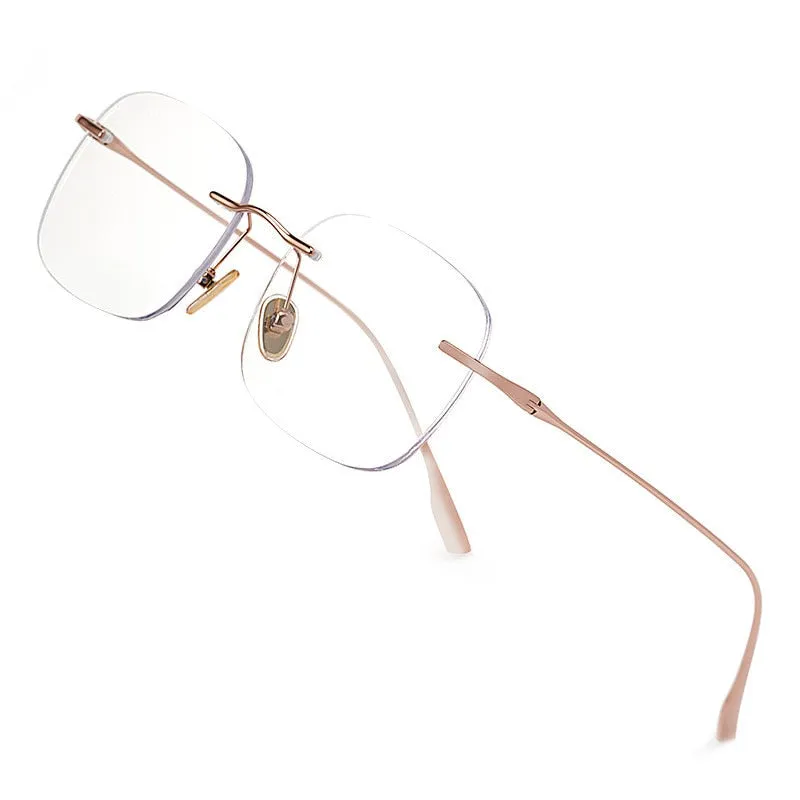 KatKani Unisex Rimless Polygon Round Titanium Frame Eyeglasses