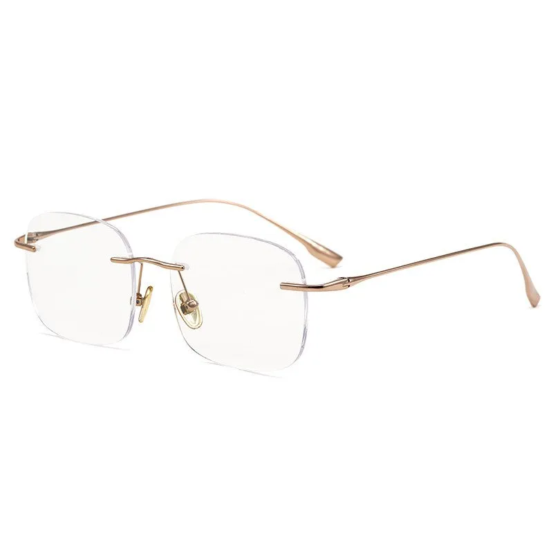 KatKani Unisex Rimless Polygon Round Titanium Frame Eyeglasses