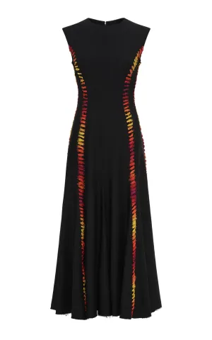 Kendal Laces Midi Dress in Black Wool