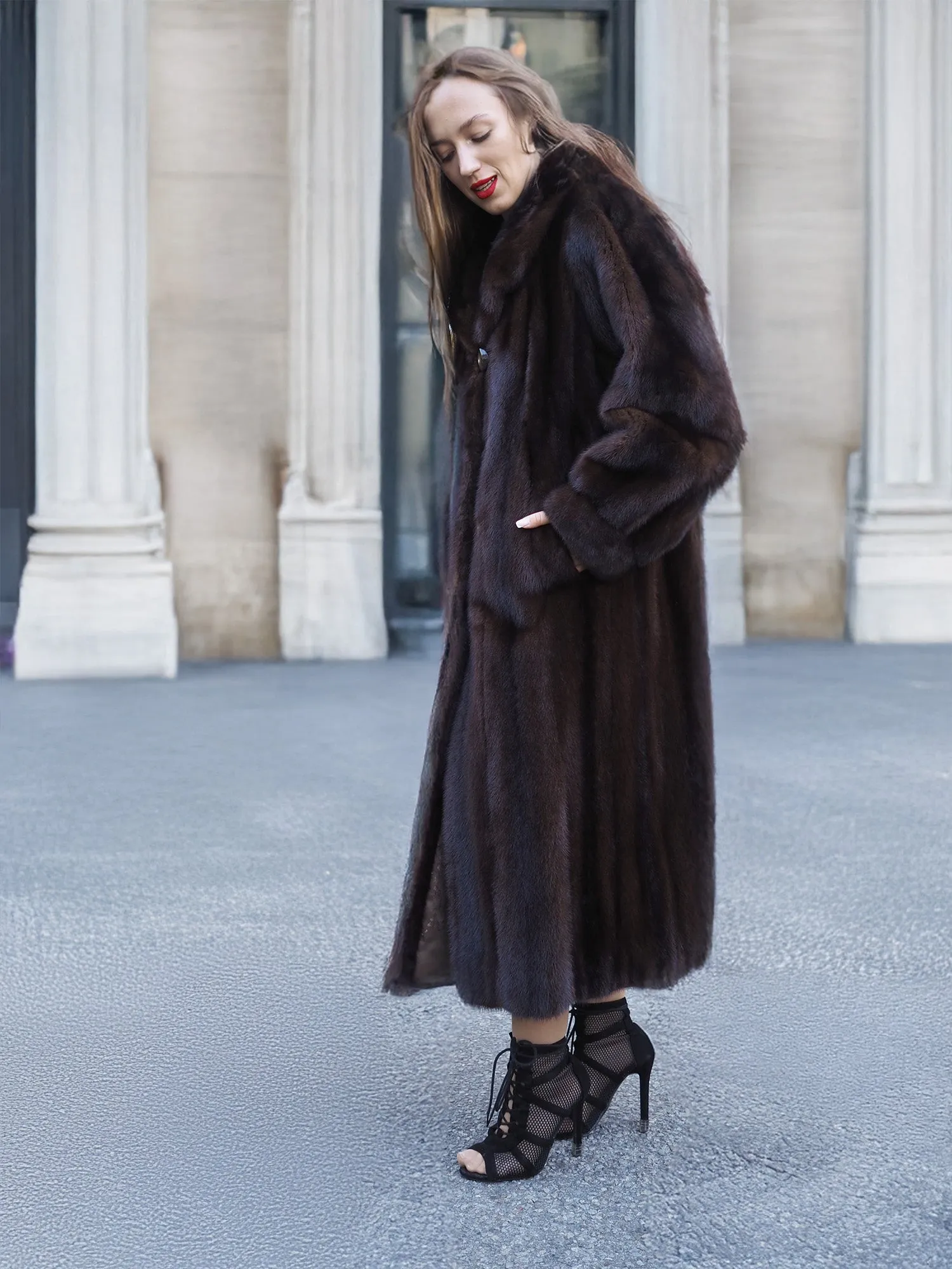 Mahogany Lunaraine Canadian Mink Fur Coat L/XL