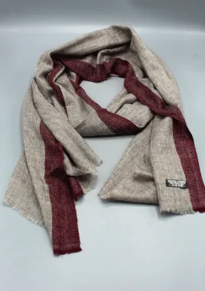 Maroon Border Gray Mix Wool Cashmere Shawl