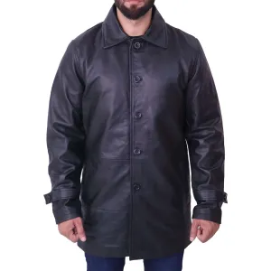 Men's Black Leather Coat