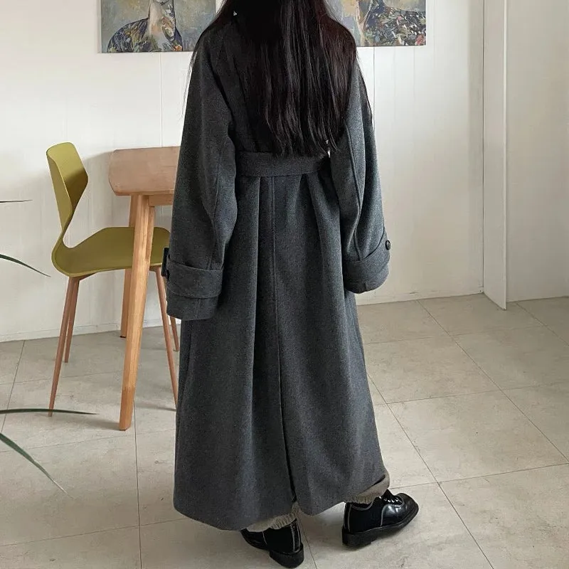 Men's Winter Loose Casual Extra Long Knee-length Coat