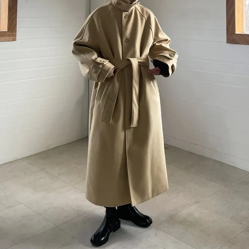 Men's Winter Loose Casual Extra Long Knee-length Coat