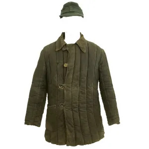 Original German WWII POW Telogreika Soviet Padded Jacket and M43 Hat