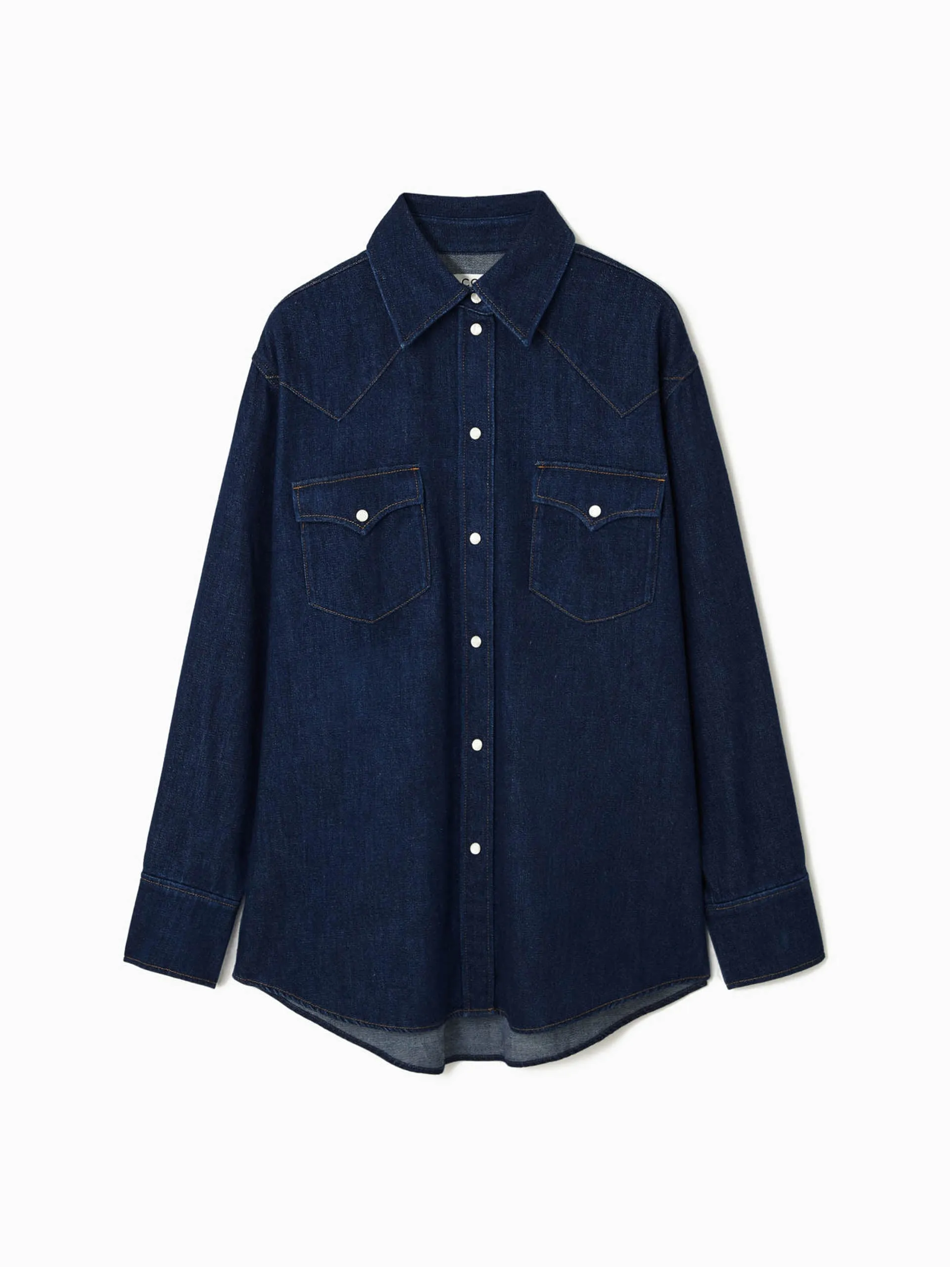 Oversized denim western shirt