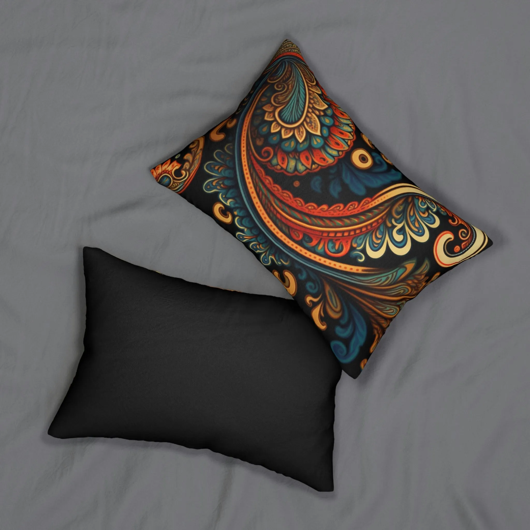 Paisley Spun Polyester Lumbar Pillow