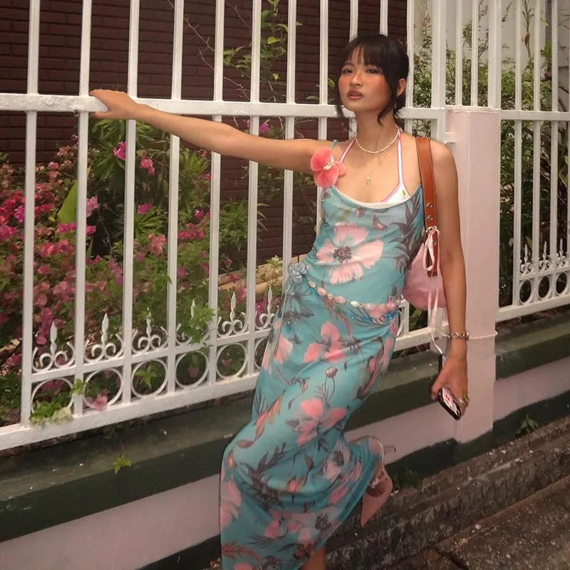 Petra Mesh Floral Maxi Dress