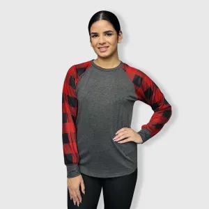 Plaid Red Long Sleeves Polyester