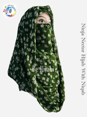 Printed Ninja Nector Hijab With Niqab Design 41