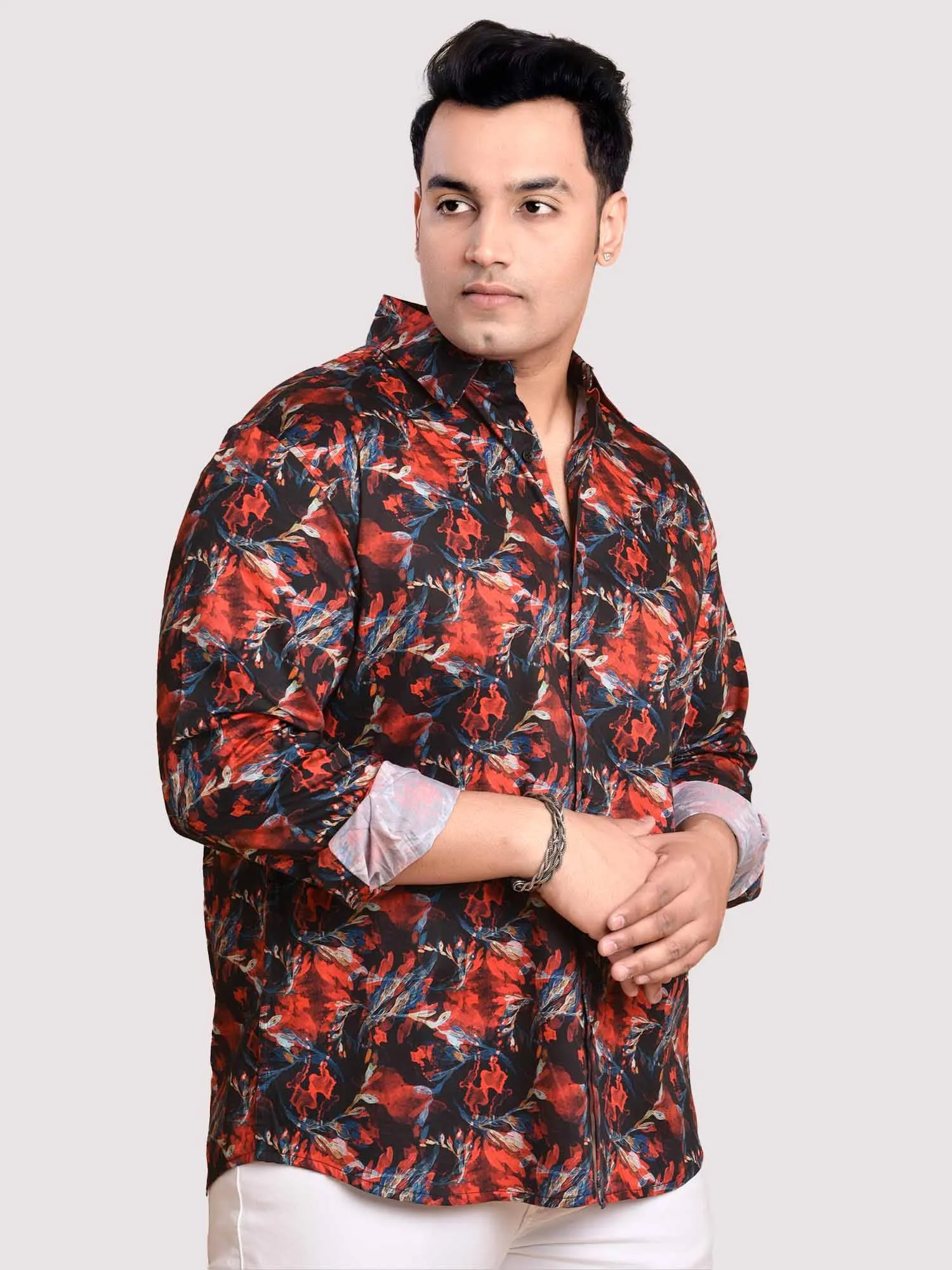 Red Current Printed Cotton Full sleeve Men's Plus size