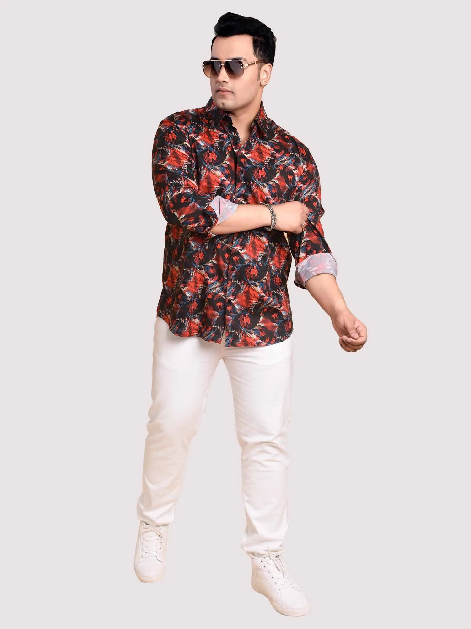 Red Current Printed Cotton Full sleeve Men's Plus size