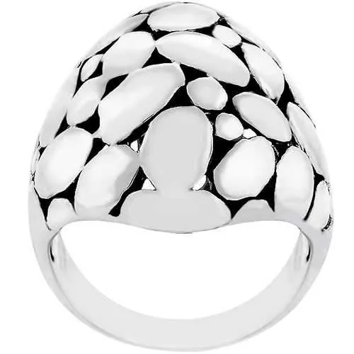 Rhodium Plated Cobblestone Ring