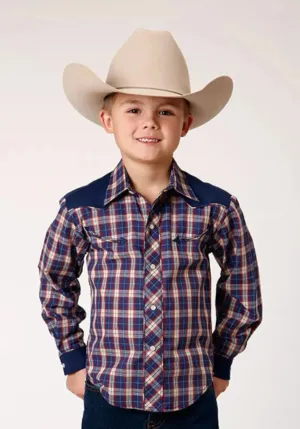 Roper Little Trailblazer (Blue) - Boy's Western Shirt