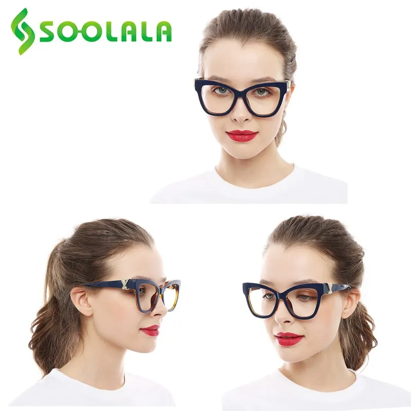 Soolala Women's Full Rim Polycarbonate Cat Eye Reading Glasses 1770