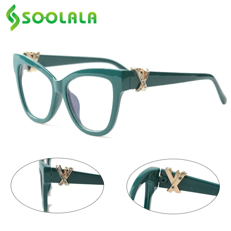 Soolala Women's Full Rim Polycarbonate Cat Eye Reading Glasses 1770