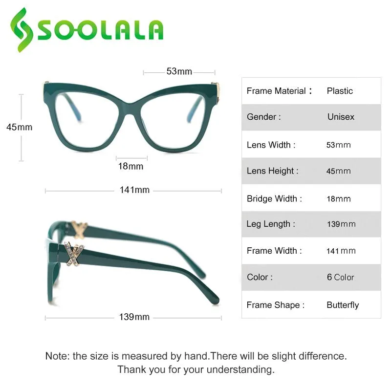 Soolala Women's Full Rim Polycarbonate Cat Eye Reading Glasses 1770