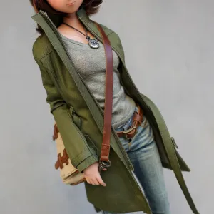 Stand Collar Trench Coat (Khaki Green)