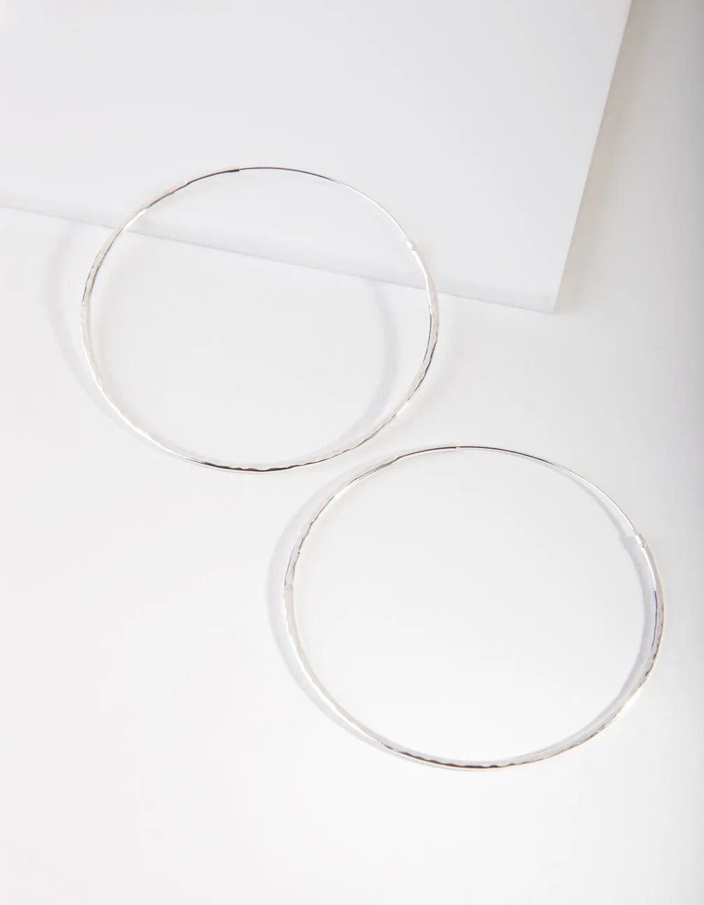 Sterling Silver Hammered Hoop Earrings