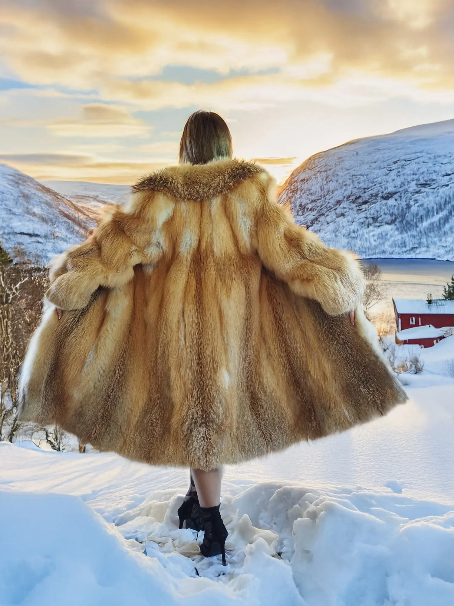 Vintage Red Fox Coat Size S