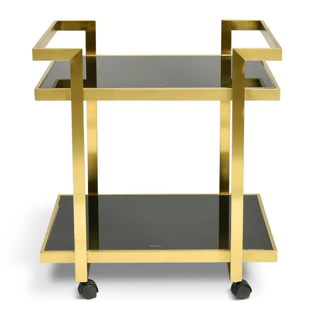 Walter Bar Cart - Tempered Glass - Gold Base