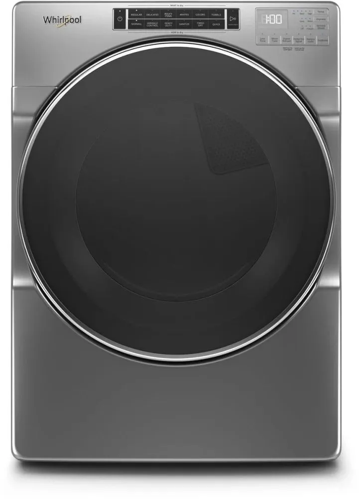 Whirlpool WGD8620HC 27 Inch Gas Dryer with 7.4 Cu. Ft. Capacity, Intuitive Controls, Advanced Moisture Sensing, 37 Dry Cycles, Steam Refresh Cycle, Sanitize Cycle, Wrinkle Shield™ Plus Option, ADA Compliant, and ENERGY STAR® Certified: Chrome Shadow