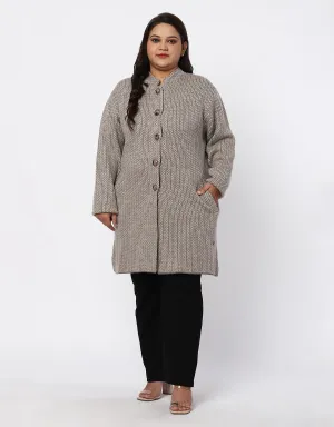 Women T-Neck Plus Size Front Buttons Long coat