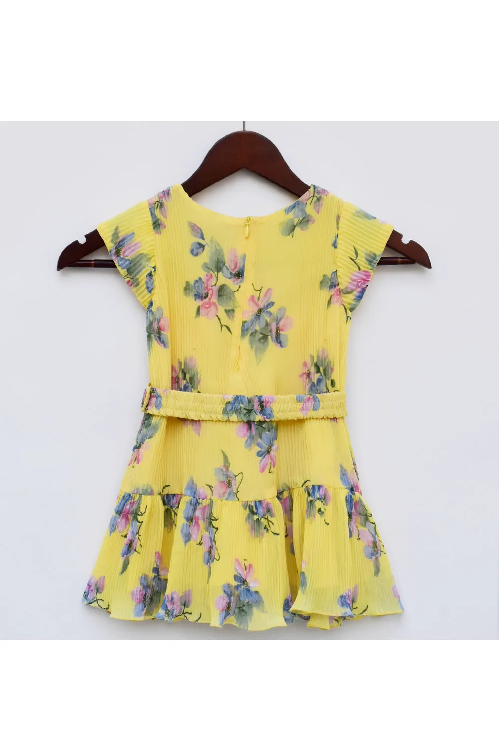 Yellow Floral Printed Georgette Dress