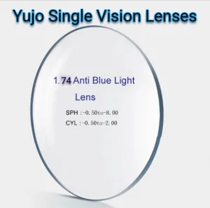 Yujo 1.74 High Index Single Vision Anti Blue Light Clear Lenses