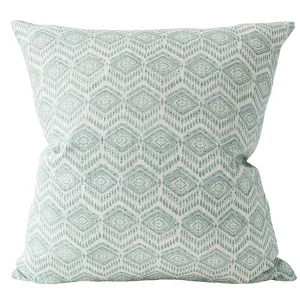 Ziggurat Celadon Linen Cushion | 55x55cm